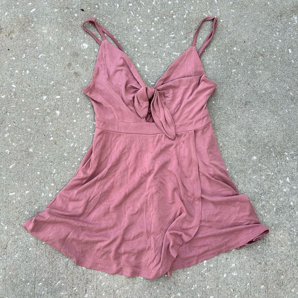 Urban Outfitters Dusty Rose Pink Mini Tank Top Romper // soft light flirty